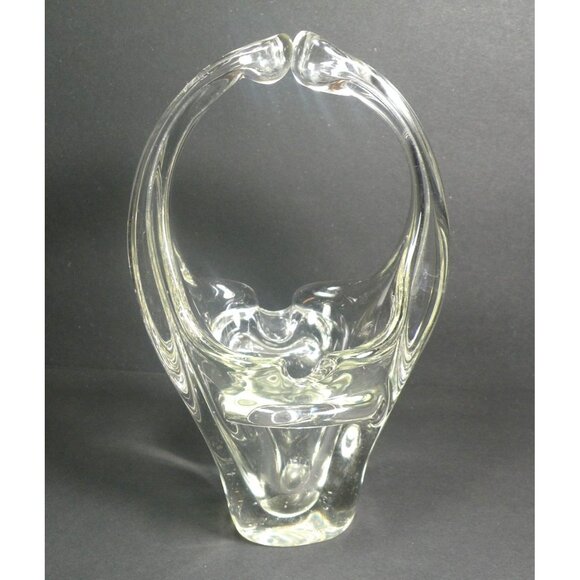 Vintage Murano Hand Blown Clear Glass Abstract Art Basket/Candy Dish - Picture 1 of 12